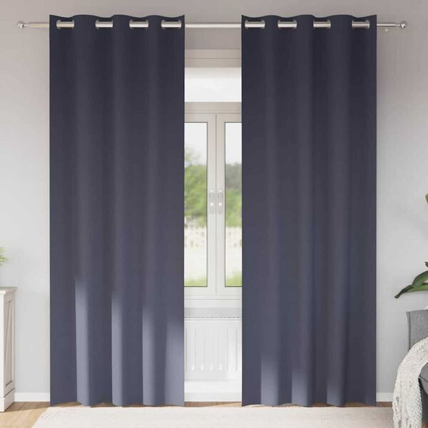 vidaXL M&ouml;rkl&auml;ggningsgardiner med Ringar 2 pcs Antracit 245 x 140 cm