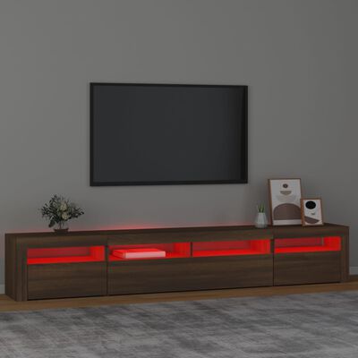 vidaXL Tv-bänk med LED-belysning brun ek 240x35x40 cm
