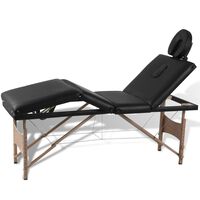 vidaXL Hopfällbar massagebänk med 4 sektioner träram svart
