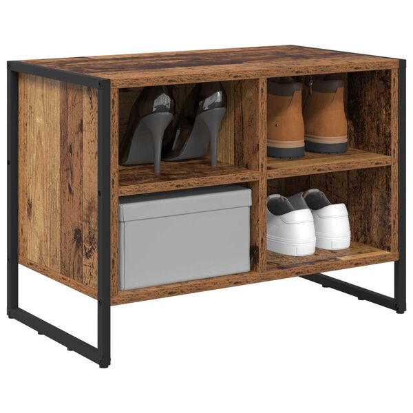 vidaXL Skoskåp med lagring Gammalt trä 60 x 35 x 44 cm Konstruerat trä