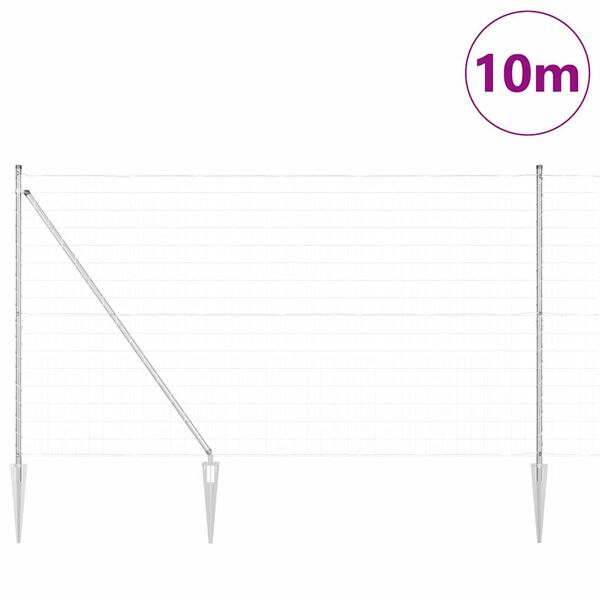 vidaXL St&auml;ngsel med stolpe Silver 1,5 x 10 m St&aring;l
