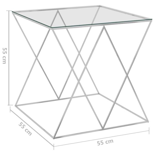 vidaXL Soffbord silver 55x55x55 cm rostfritt stål och glas
