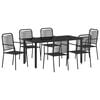 vidaXL Tr&auml;dg&aring;rdsm&ouml;belset 7 pcs Svart Pulverlackerat st&aring;l