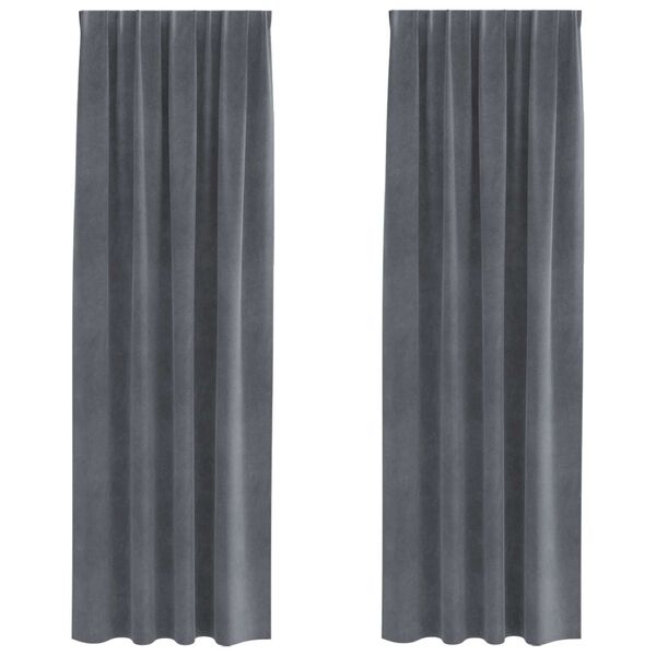 vidaXL M&ouml;rkl&auml;ggningsgardiner 2 pcs Ljusgr&aring; 140 x 225 cm Sammet