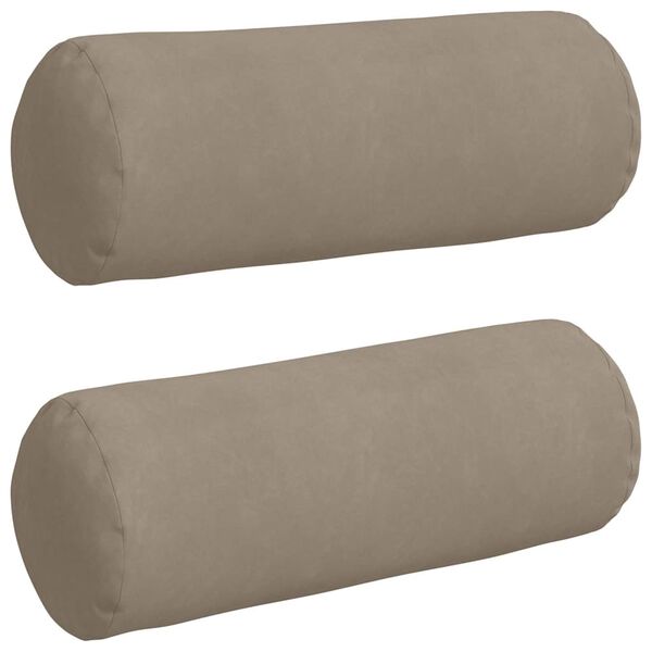 vidaXL Bolsterkuddar 2 pcs Taupe Ø 25 x 70 cm Mikrofiber Tyg