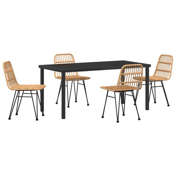 vidaXL Tr&auml;dg&aring;rdsm&ouml;belset 5 pcs Brun Pulverlackerat st&aring;l