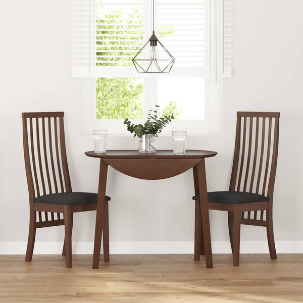 vidaXL Matstolar med dynor 2 st, brunt massivt trä gummi