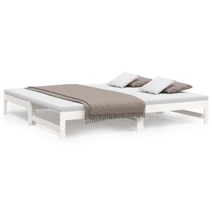 vidaXL Utdragbar dagb&auml;dd vit 2x(80x200) cm massiv furu