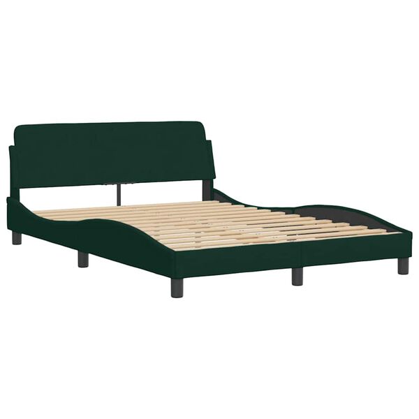 vidaXL Bed with Mattress Dark Green 140x200 cm Velvet
