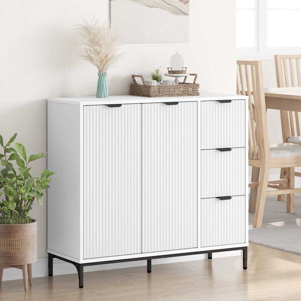 vidaXL Sideboard med l&aring;da Vit 89,5 x 33 x 82 cm Konstruerat tr&auml;