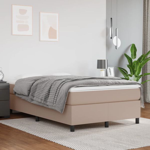 vidaXL Boxspring-s&auml;ngram cappuccino 120x200 cm konstl&auml;der