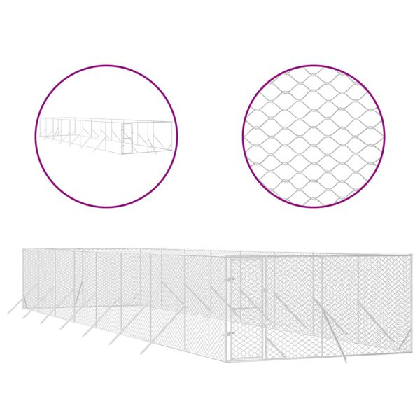 vidaXL Hundg&aring;rd f&ouml;r utomhusbruk silver 4x16x2 m galvaniserat st&aring;l
