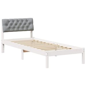 vidaXL S&auml;ngram med huvudgavel Vit och ljusgr&aring; 80 x 200 cm Massiv furu