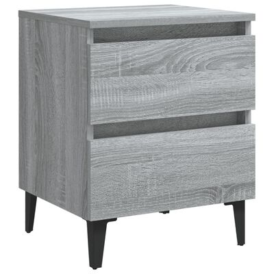 vidaXL Sängbord med metallben 2 st grå sonoma 40x35x50 cm