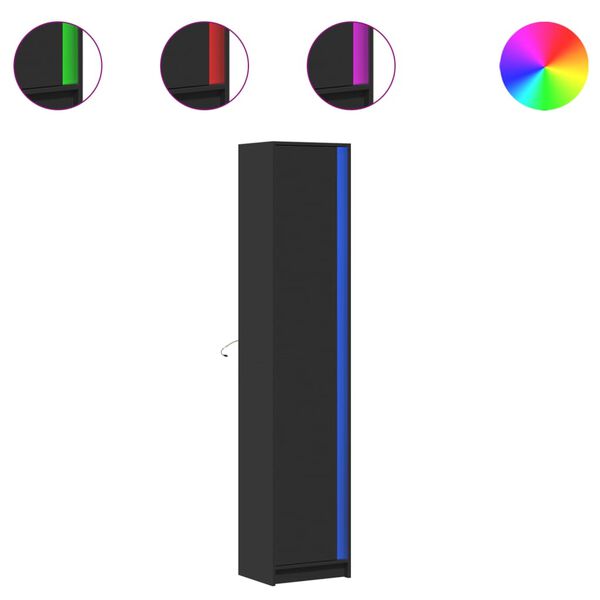 vidaXL H&ouml;gsk&aring;p med LEDs svart 41,5x32,5x200 cm konstruerat tr&auml;