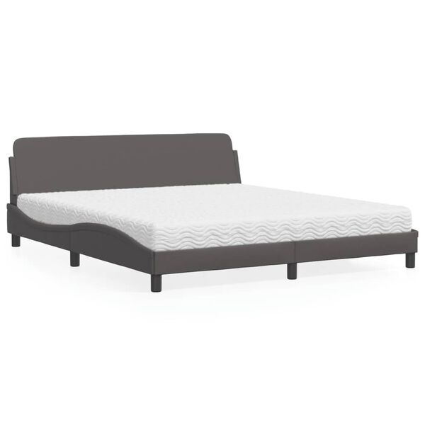 vidaXL Bed with Mattress "Dover" Grey 180x200 cm Faux Leather