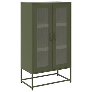 vidaXL Highboard olivgrön 68x39x123 cm stål