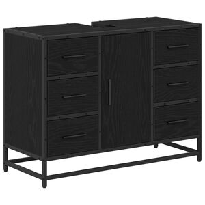 vidaXL Badrumssk&aring;p Svart Ek 80 x 33 x 60 cm Konstruerat tr&auml;