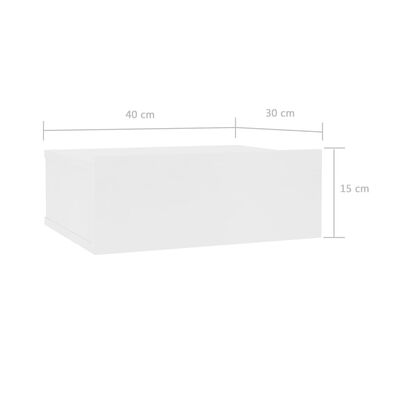 vidaXL Svävande sängbord 2 st vit 40x30x15 cm spånskiva