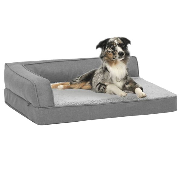 vidaXL Ergonomisk hundmadrass 75x53 cm linnelook fleece gr&aring;