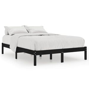 vidaXL S&auml;ngram svart massivt tr&auml; 135x190 cm