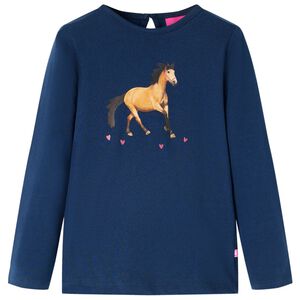 vidaXL T-shirt med l&aring;nga &auml;rmar f&ouml;r barn marinbl&aring; 92