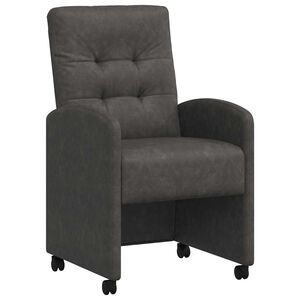 vidaXL Matstolar med hjul 2 st Konstl&auml;der Svart 58 x 67 x 97 cm