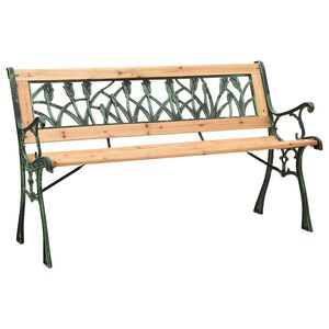 vidaXL Tr&auml;dg&aring;rdsb&auml;nk 122 cm gjutj&auml;rn och massivt grantr&auml;