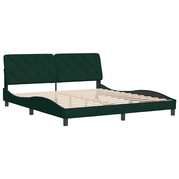vidaXL Bed Frame without Mattress Dark Green 180x200 cm Velvet