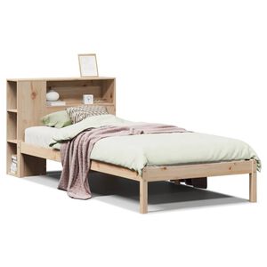 vidaXL S&auml;ng med bokhylla utan madrass 75x190cm massiv furu