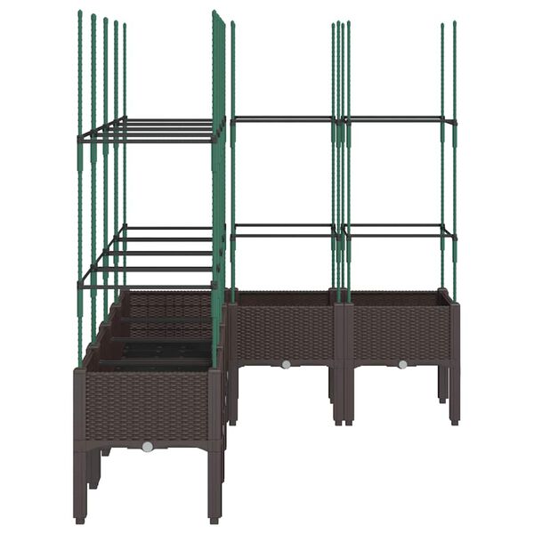 vidaXL Odlingsl&aring;da med spalj&eacute; brun 160x120x142,5 cm PP