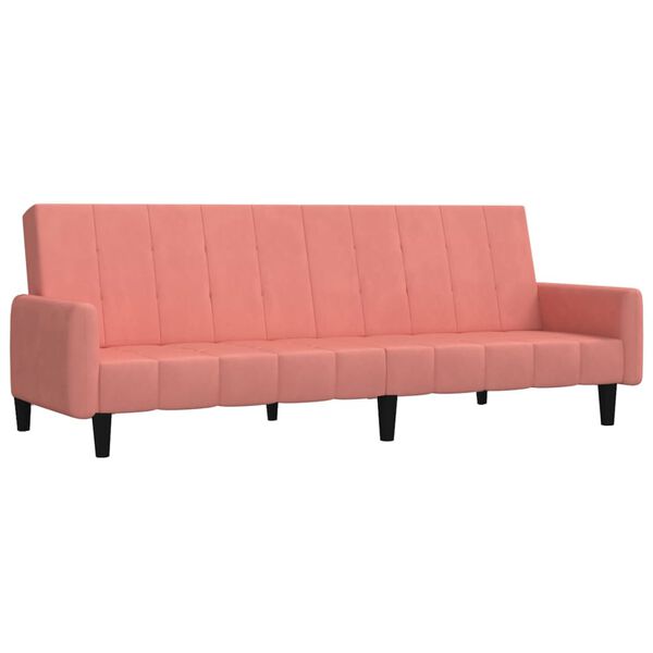 vidaXL B&auml;ddsoffa 2-sits med fotpall rosa sammet