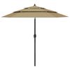 vidaXL Tr&auml;dg&aring;rdsparasoll 3-niv&aring;er med aluminiumst&aring;ng taupe 2,5 m
