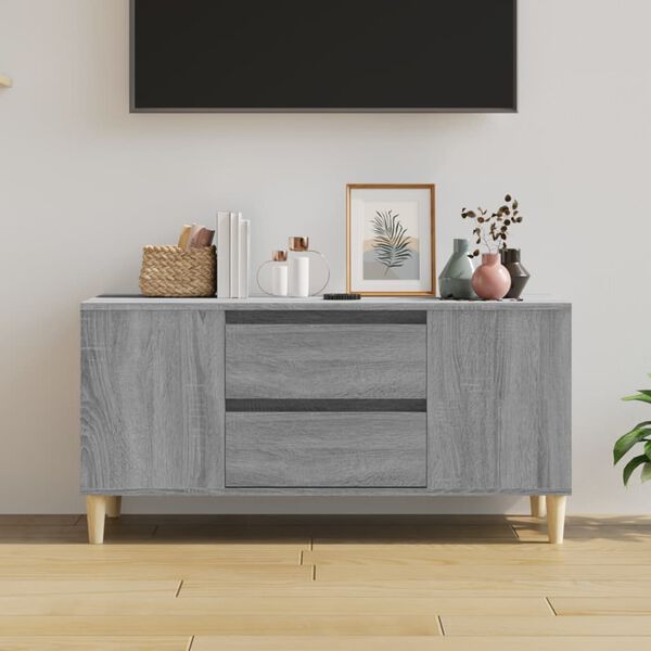 vidaXL Tv-bänk grå sonoma 102x44,5x50 cm konstruerat trä
