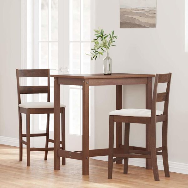 vidaXL Barstolar med kuddar 2 st, brunt, massivt trä, gummi