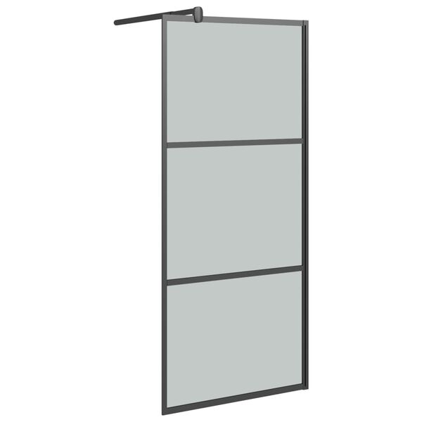 vidaXL Duschv&auml;gg 90x195cm halvfrostat ESG-glas svart