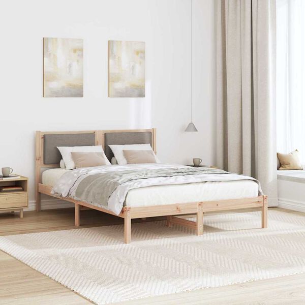 vidaXL S&auml;ngram med huvudgavel Taupe 160 x 200 cm Massiv furu