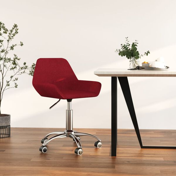 vidaXL Snurrbar kontorsstol vinr&ouml;d tyg