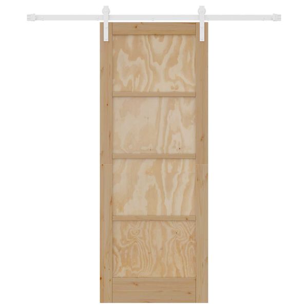 vidaXL Skjutd&ouml;rr Brun 78 x 202 cm Massiv furu