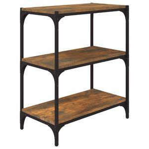 vidaXL Bokhylla r&ouml;kf&auml;rgad ek 60x33x70,5 cm konstruerat tr&auml; och st&aring;l