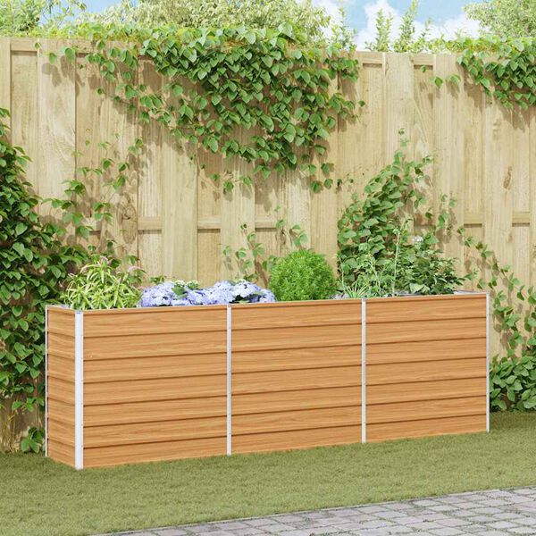 vidaXL Odlingslåda upphöjd galvaniserat stål 240x40x77 cm silver