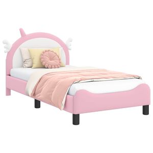 vidaXL Barns&auml;ngram med s&auml;nggavel Rosa 80 x 160 cm PU
