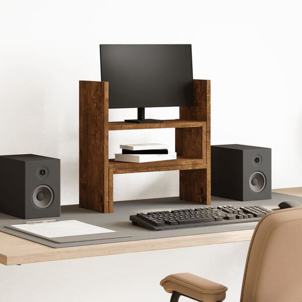 vidaXL Skrivbordshylla justerbar rökig ek 40x17x41 cm konstruerat trä