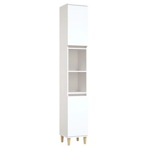 vidaXL Badrumssk&aring;p vit 30x30x190 cm konstruerat tr&auml;