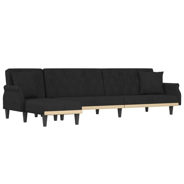 vidaXL L-formad soffa svart 271x140x70 cm sammet