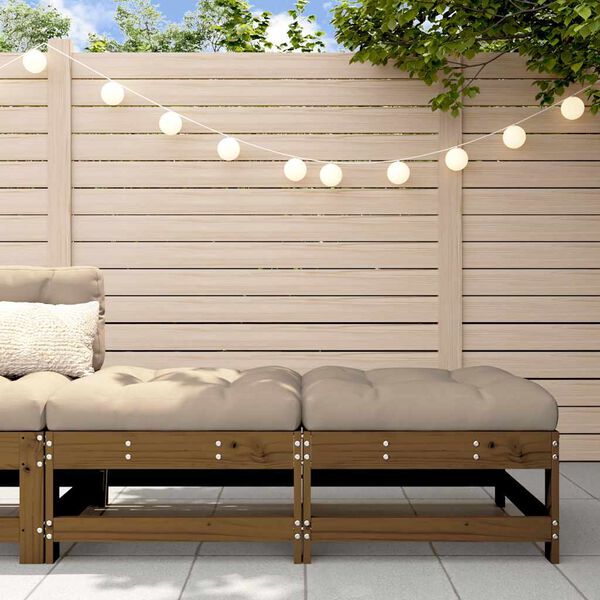 vidaXL Fotpallar med dynor för trädgården 2 st honungsbrun massiv furu