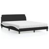 vidaXL Bed with Mattress "Dover" Black and White 160x200 cm Faux Leather