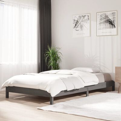 vidaXL Stapelbar säng grå 75x190 cm massivt furuträ