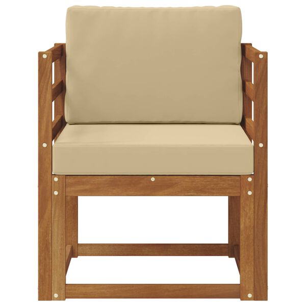 vidaXL Utomhussoffa Massivt akaciatr&auml; och polyester Naturf&auml;rg