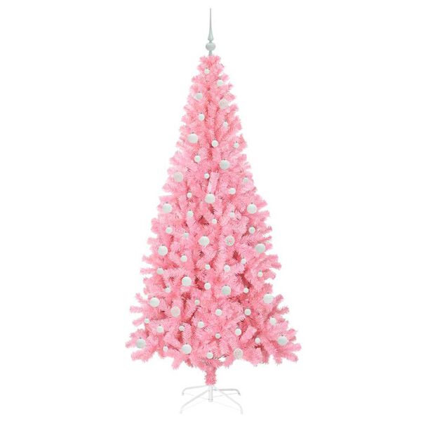 vidaXL Julgran med 300 LED-lampor med stativ Rosa 210 cm PVC